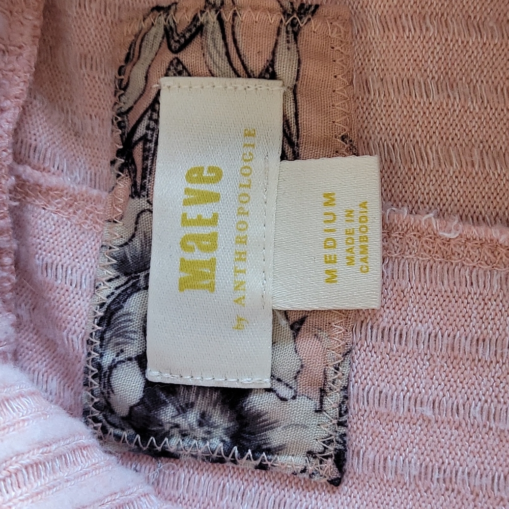 Maeve Anthropologie Light Pink Ribbed Cowl Turtleneck Sweater Medium - Picture 11 of 13